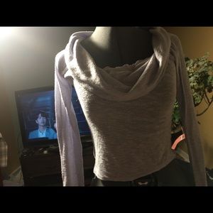 Cowl neck long sleeve grey